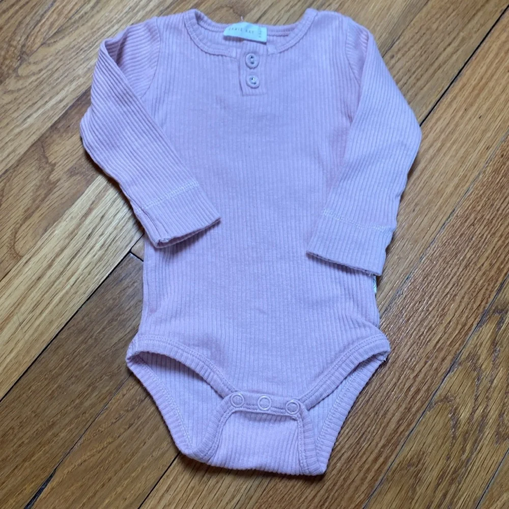 Jamie Kay Pink Long Sleeve Onesie and Cream Shorts Set